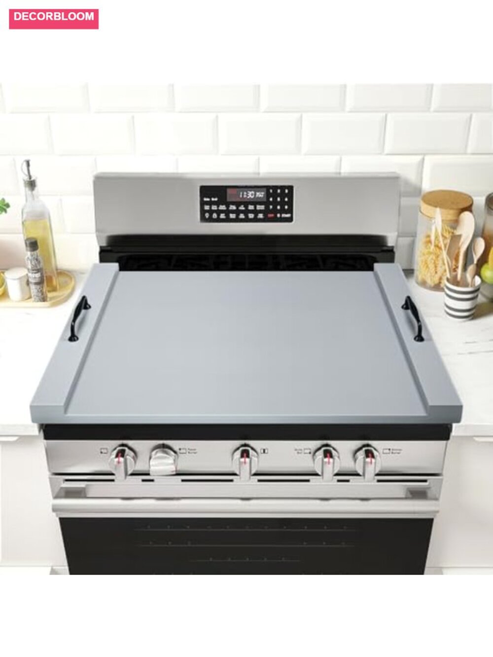 Bamboo Stove Top Cover with Handles for Electric Gas - Extra Kitchen Counter